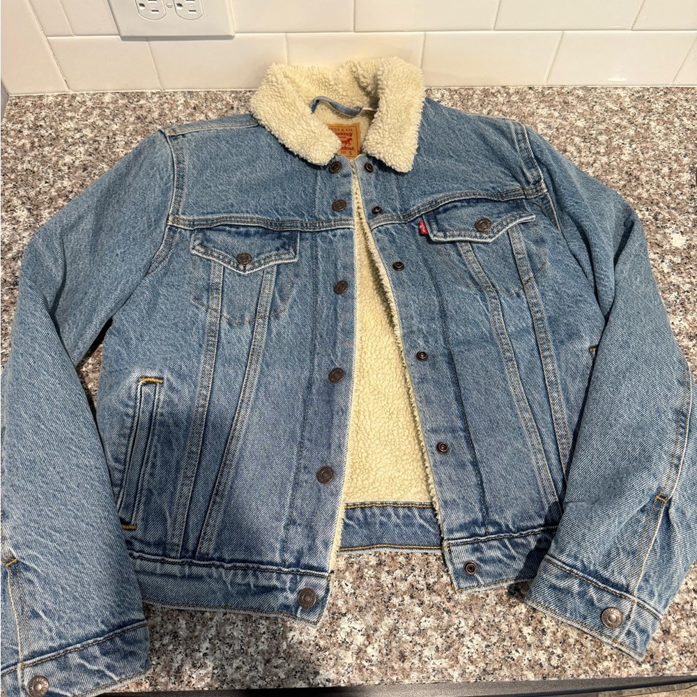 Levi's Cream Sherpa Lined Jacket